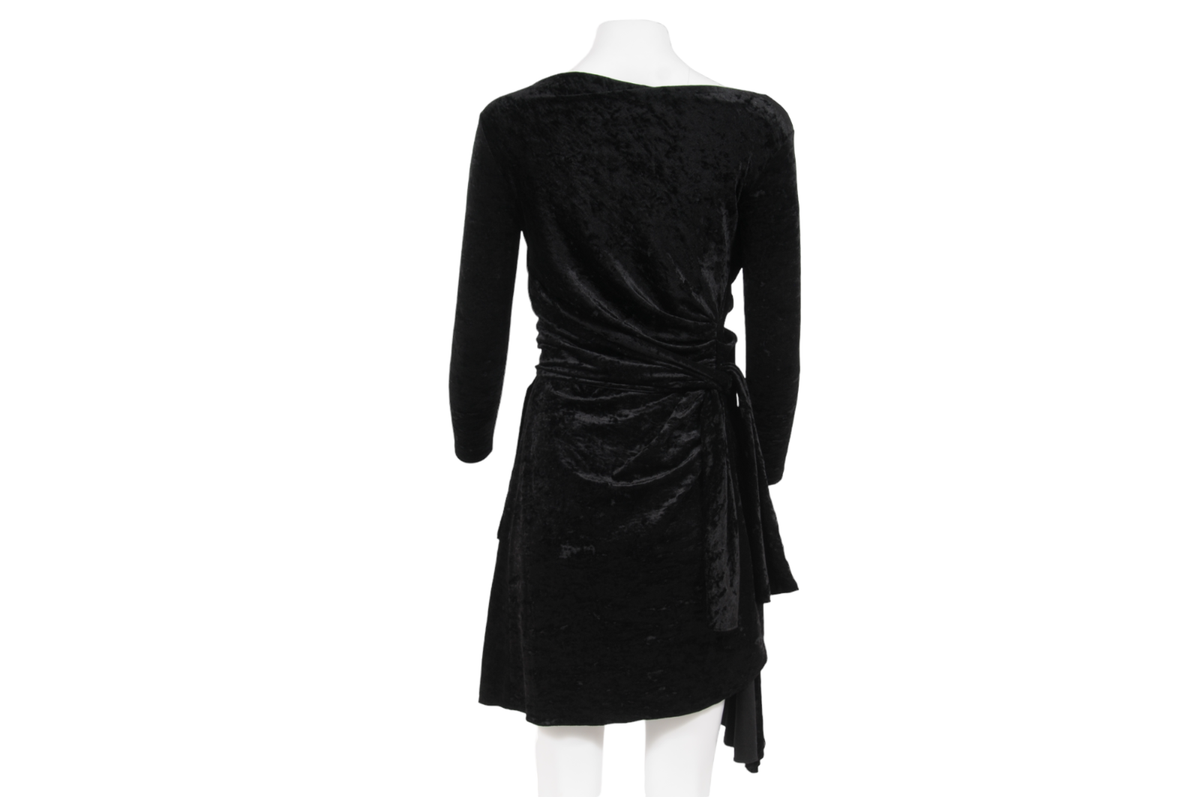 *BALENCIAGA*ドレス Balenciaga Women Wrap Mini Dress 38 Black Crushed Velvet Tie