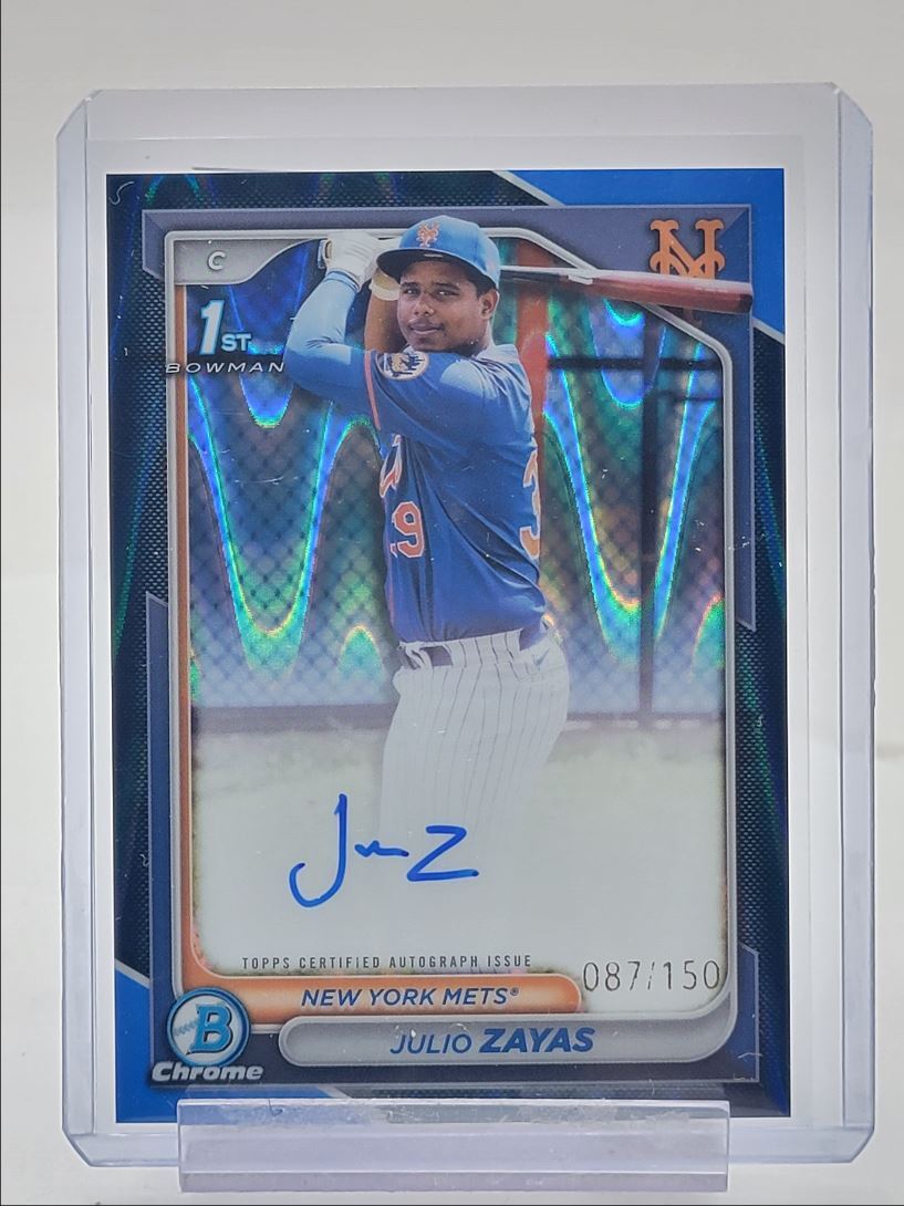 JULIO ZAYAS 2024 BOWMAN CHROME 1ST AUTOGRAPH BLUE RAYWAVE AUTO /150 Q2086
