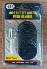 ILLINOIS INDUSTRIAL TOOL HIGH QUALITY (10) CUT-OFF WHEELS & MANDREL SET. LAST 2X