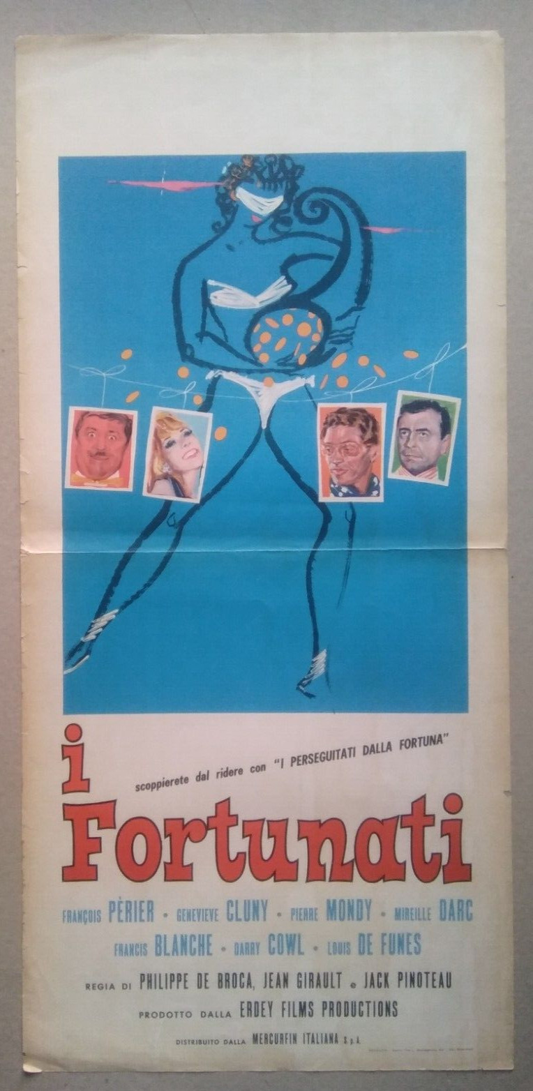 Locandina originale film I Fortunati (1963) - Regia di Jean Girault, Philippe de Broca