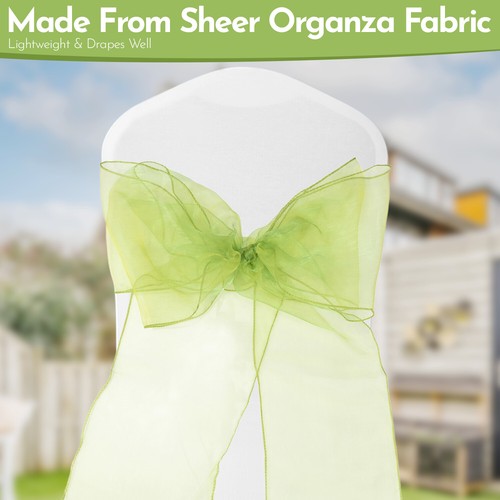 Silla de organza de boda fajas ancho lazo completo para decoración de fiesta 1x-100x - Imagen 391 de 391
