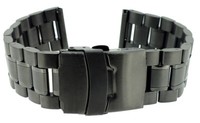 Herzog > Uhrenarmband 24Mm > Edelstahl Massiv Schwarz Matt / GläNzend