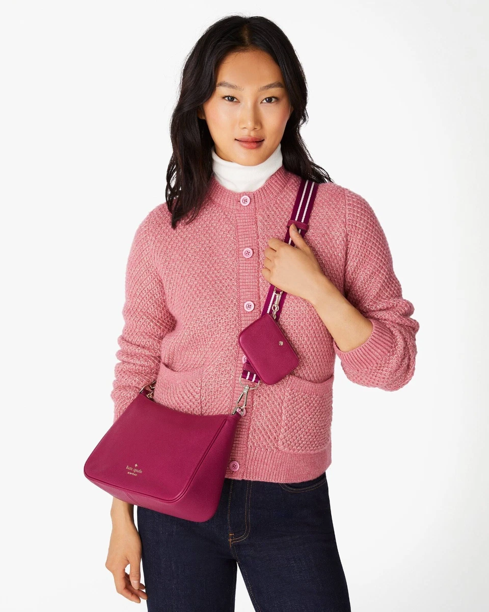 REMOVE Kate Spade Rosie Shoulder Bag Purple Leather KF086 Dark Raspberry Pouch
