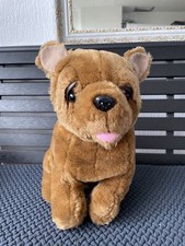 Vintage Brown Puppy Dog Cute Large Plush Stuffed Animal Toy Size 34cm
