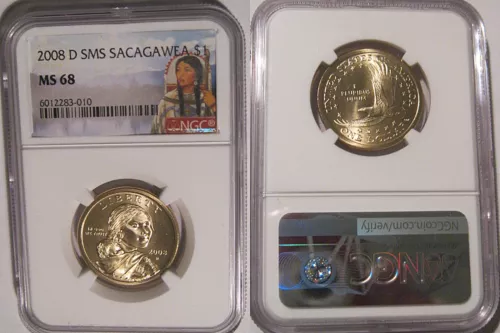 2008 D Sacagawea Dollar SMS $1 NGC MS 68 Satin Finish