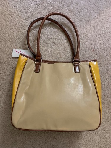 NWT Nine & Co. Yellow, Tan, Brown Handbag Purse Tote - Picture 2 of 2