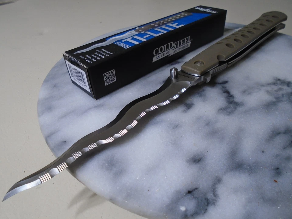 Cold Steel Ti-Lite Kris 折叠匕首口袋刀锯齿 Aus-10A 26SXK6S 13 — 第 3/4 张图片