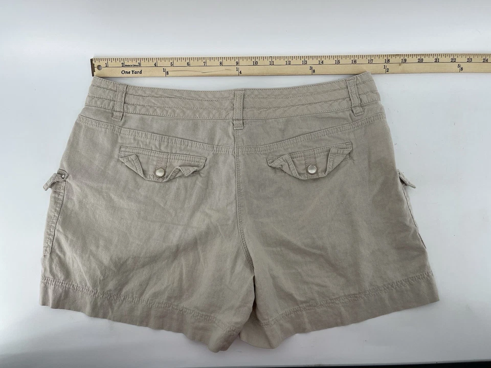 "Pantalones cortos de lino White House Black Market para mujer talla 10 tiro medio beige 34"" cintura" Foto 4 de 4