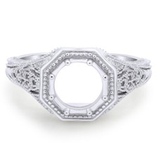 Semi-Mount 7.5mm Round Engagement Wedding Sterling Silver Ring
