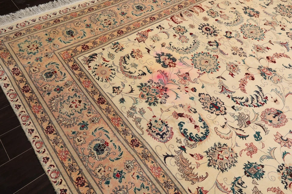PakPersian 16/18 350 KPSI Hand Knotted Wool Traditional Area Rug Ivory 9'x12'7'' - Image 3 of 4