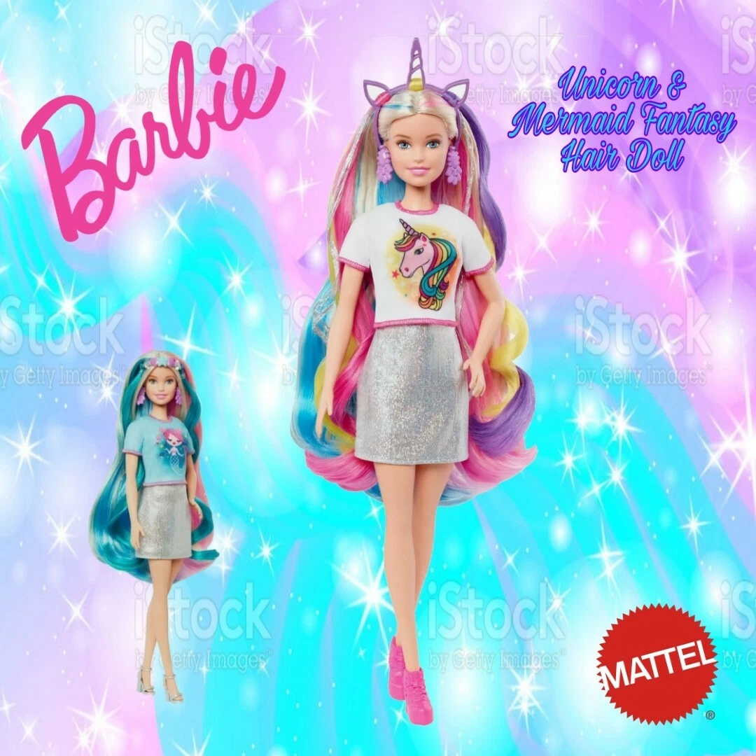 Barbie Fantasy Hair Doll with Mermaid & Unicorn 