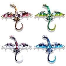 Retro Crystal Enamel Flying Dragon Brooch Pin Women Men Costume Couples Gift New