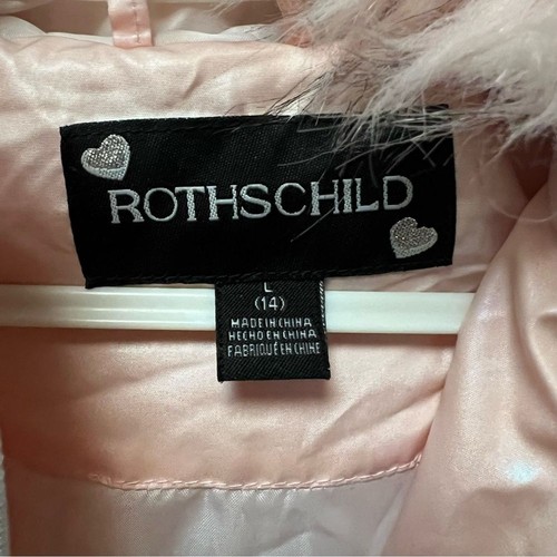 Rothschild Girls coat Jacket full zip Puffer L 14 flaw Hooded rose gold Metallic - Picture 4 of 10