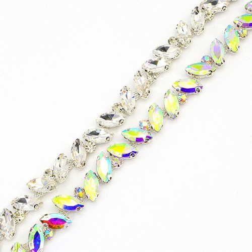 2Yard Rhinestone Trim Crystal Chain Applique Embellishment Sewing DIY Chic Gifts - Picture 5 of 12