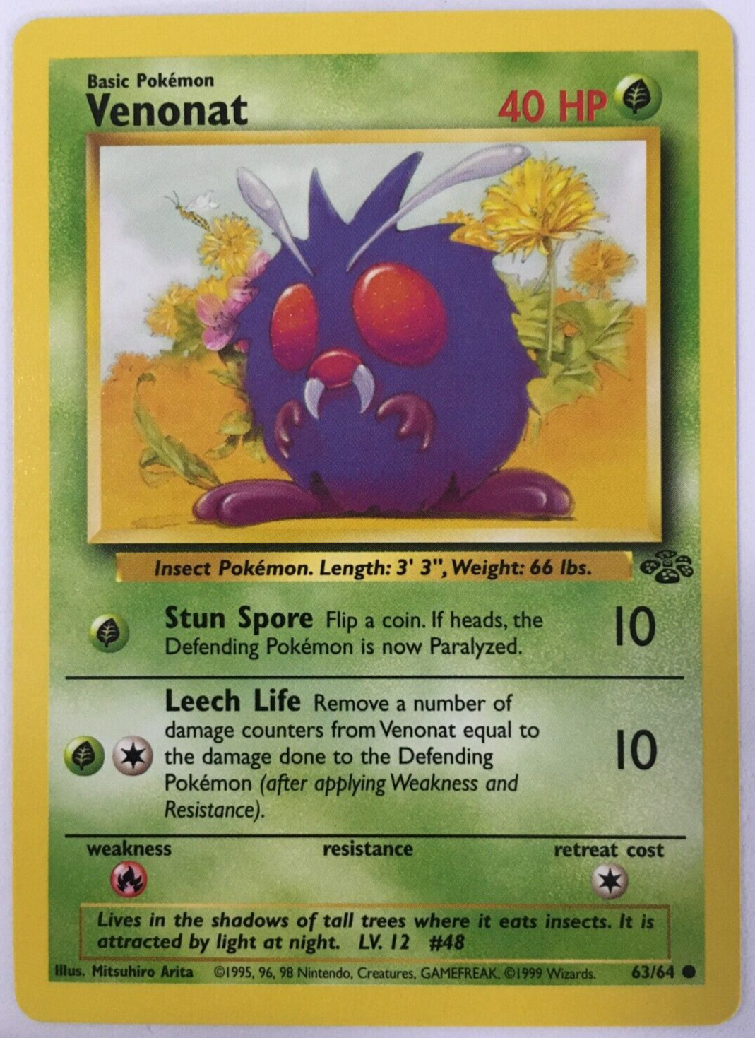 POKEMON VENONAT 63/64 JUNGLE COMMON NEAR MINT