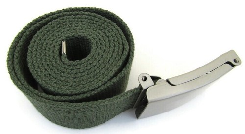 Unisex High Quality Canvas Fabric Webbing Belt Brushed Silver Buckle Army Style - Picture 177 of 275