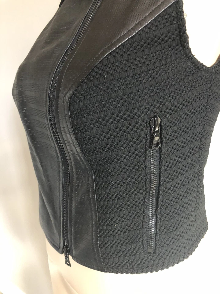 Chaleco DROME Sin Mangas Cuello Frontal Cremallera Cuero Negro Talla XS Florencia, Italia Foto 3 de 4