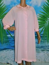 M Vtg GOSSARD ARTEMIS button front robe housecoat pink nylon