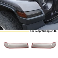 2xFront Eyebrow Light Cover Trim Accessories For Wrangler JL JT 18+ Smoked Black