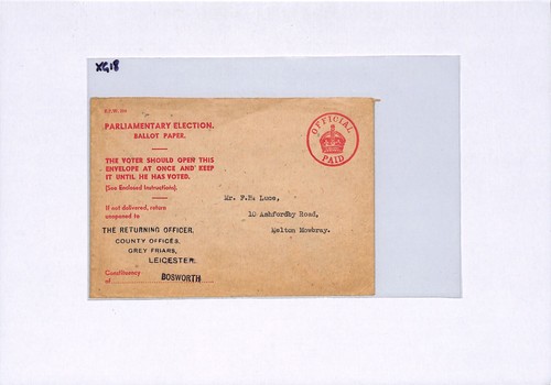 GB LEICS Cubierta Oficial PELECCIÓN PARLAMENTARIA PAPELETA *Bosworth*Votante XG18 - Imagen 6 de 12