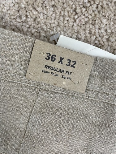 Pantalones Chinos J Crew Para Hombre 36x32 Lino Regular Botón Recto Bolsillos con Cremallera Beige - Imagen 15 de 15