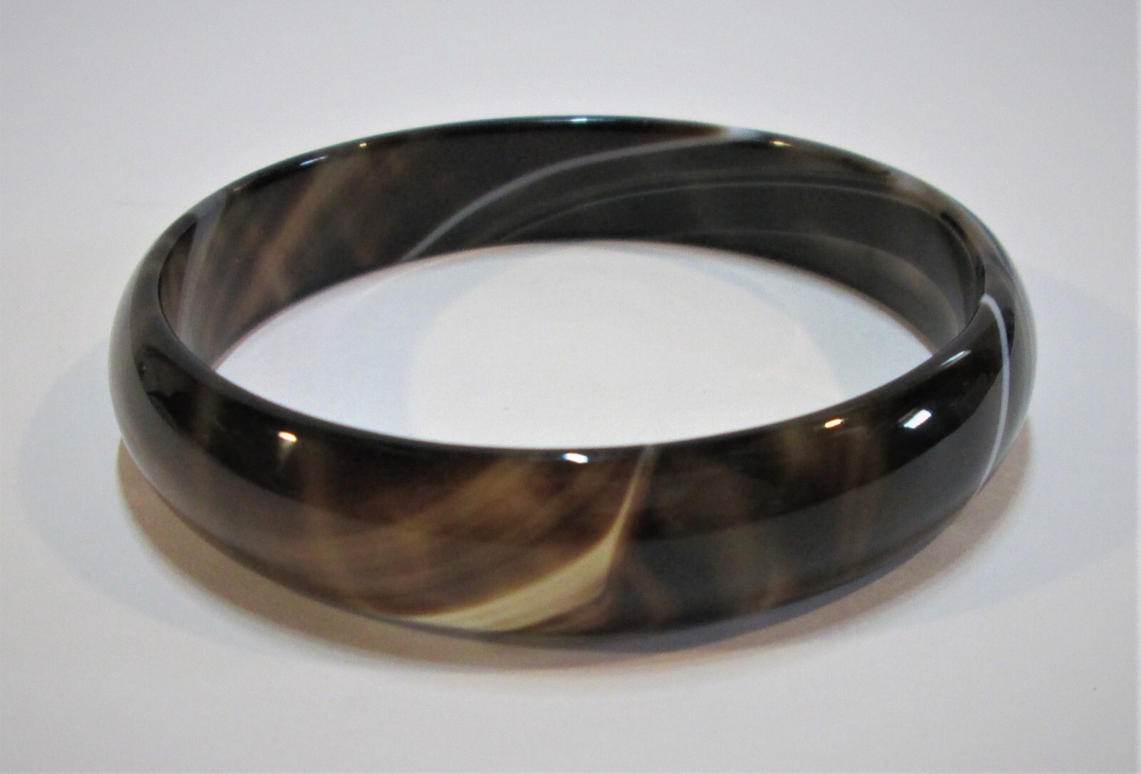 SOLID STONE BANDED AGATE BANGLE BRACELET VARIOUS … - image 4