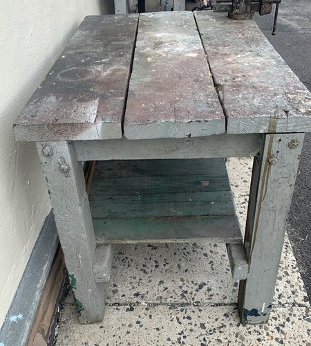 Antique Workbench W/vice Fresh From The Barn  - Picture 6 of 9