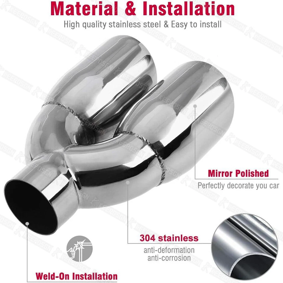 Doble 2.5" Entrada Cuádruple Punta de Escape Inoxidable para Serie 5 E60 F10 528i 530i 540i Foto 3 de 4