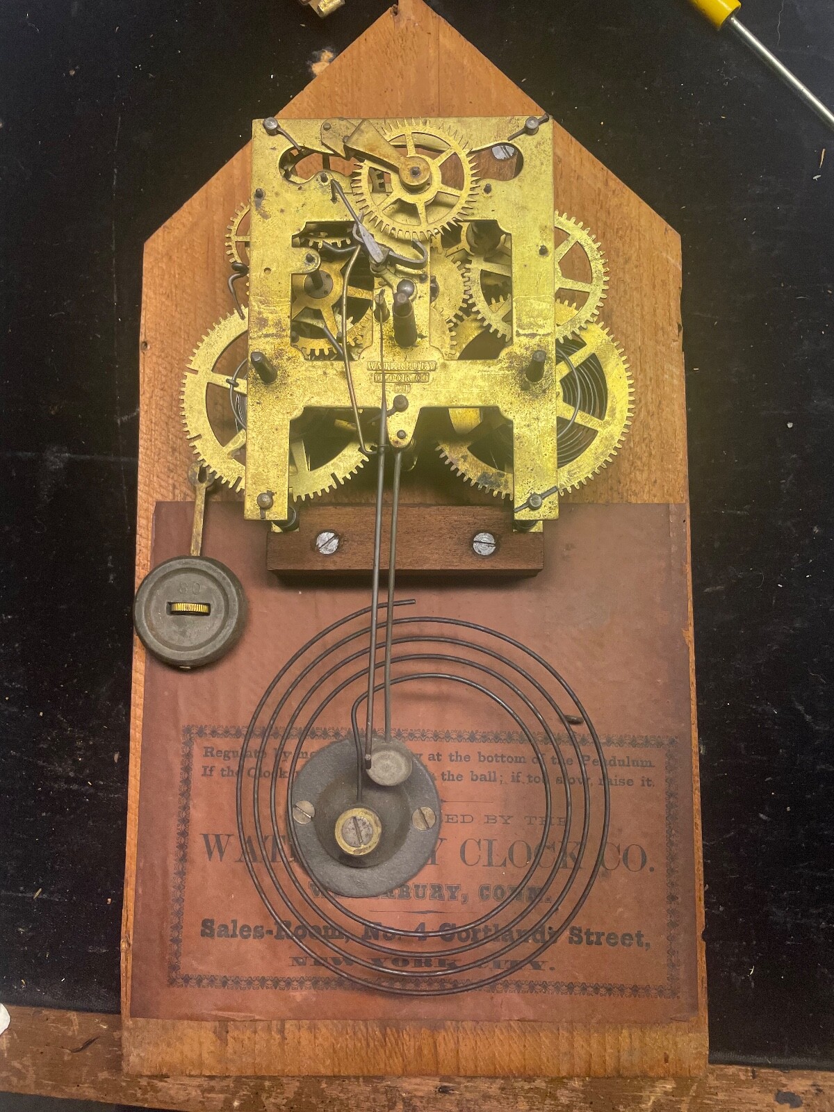 (E228) Waterbury Mantel Clock Original Great Label eBay