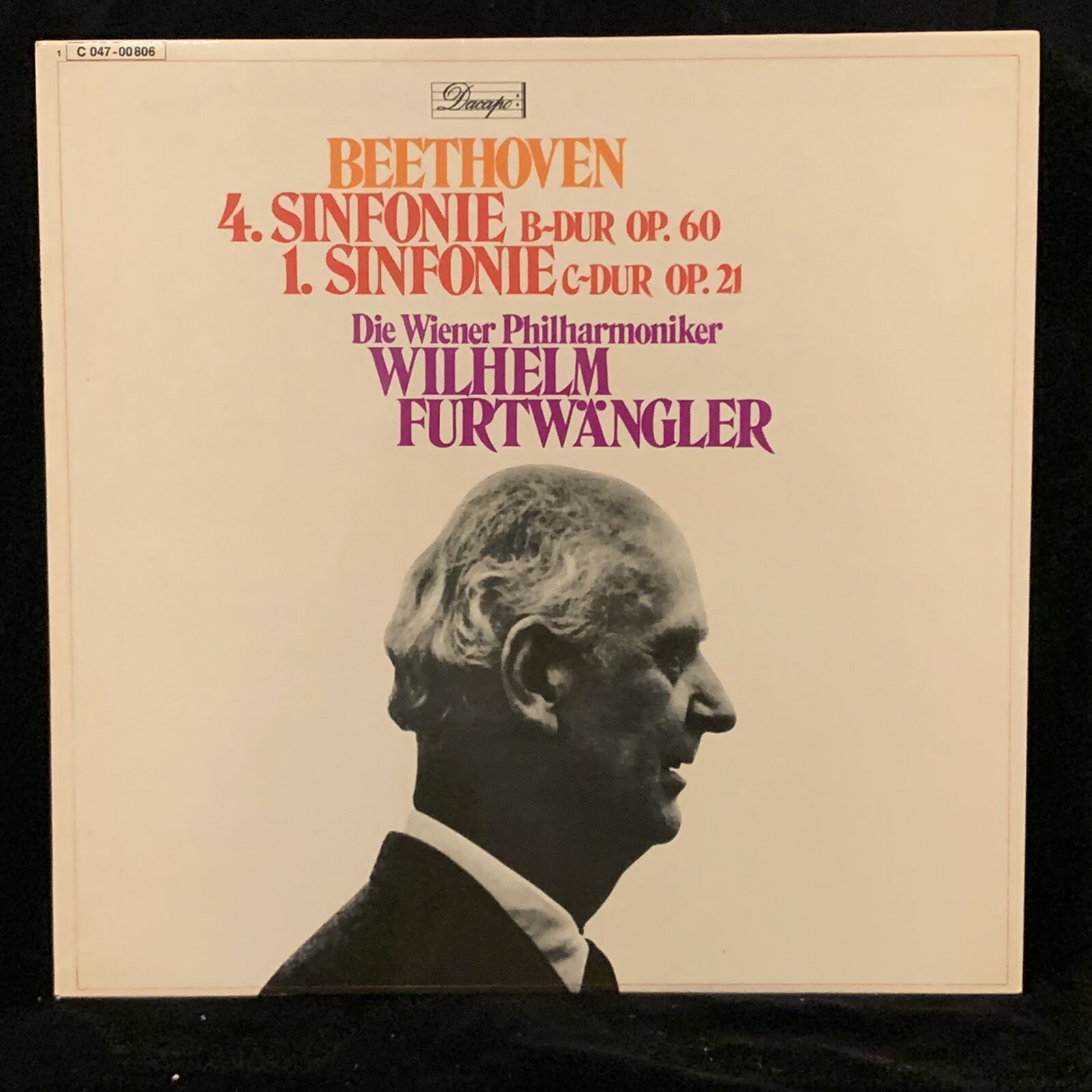 BEETHOVEN Symphonies #4 & #1 - FURTWANGLER, Vienna - EMI Dacapo ST LP