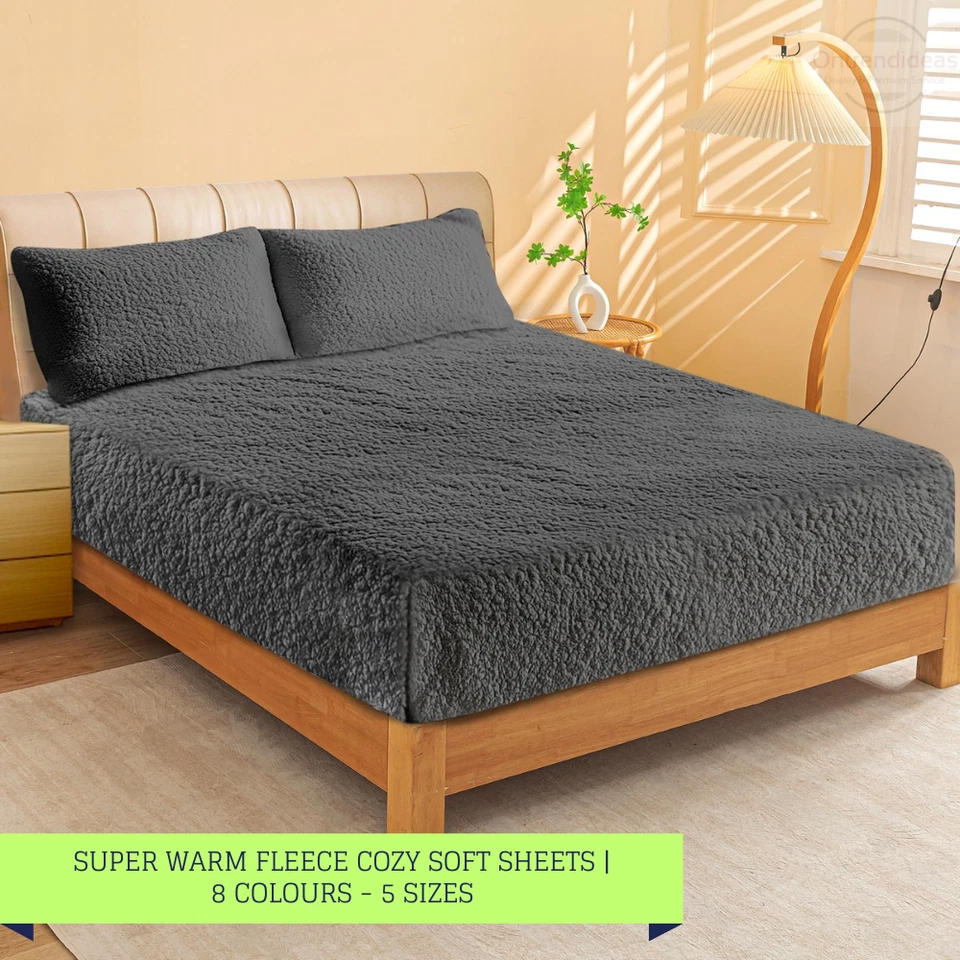 Soft Sherpa Fleece Fitted Sheet Combo Set by Ramesses | Warm Winter Bedding - image 1 of 1