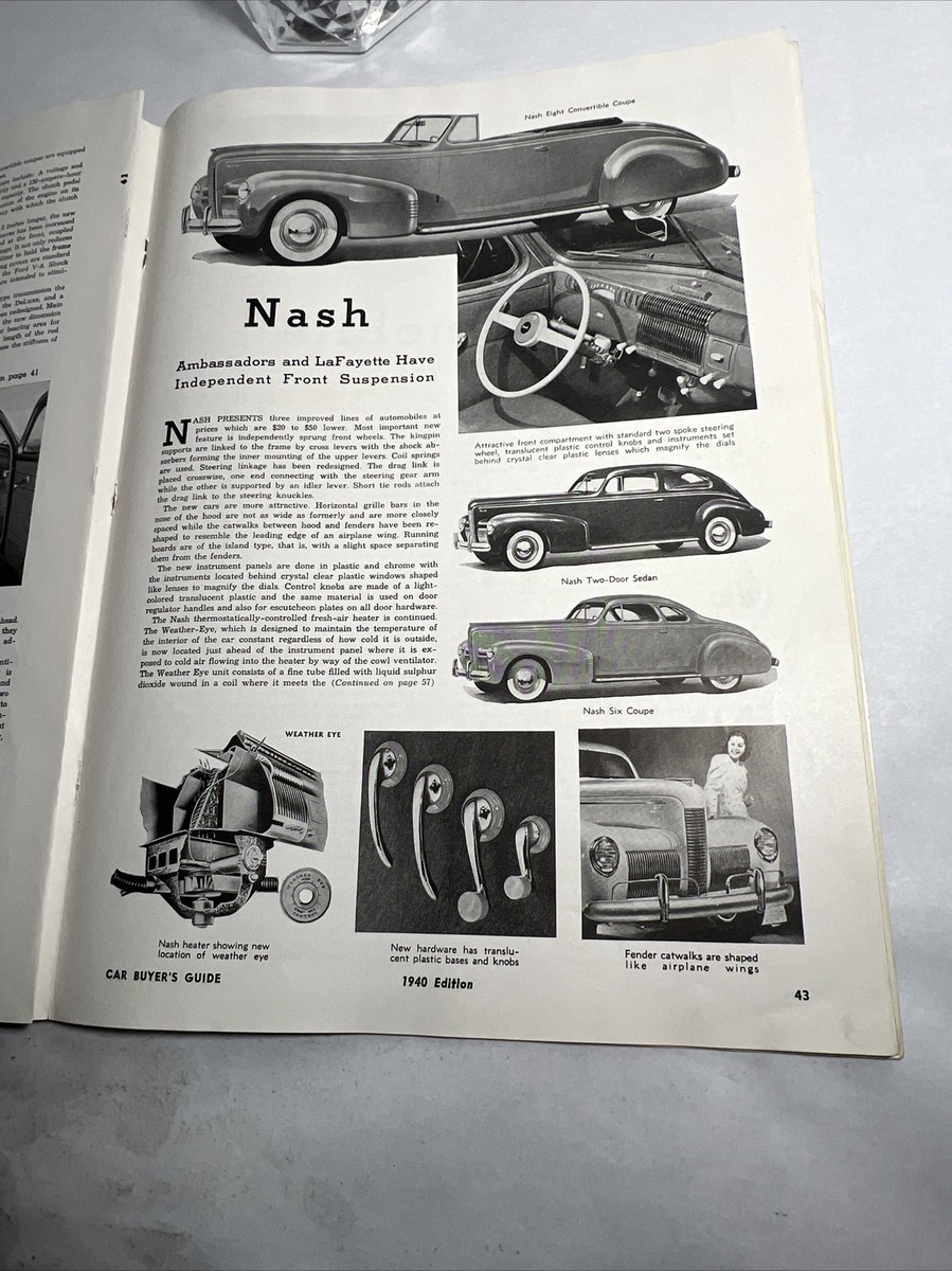 Vintage 1940 CAR BUYER'S GUIDE Magazine Catalog: 500