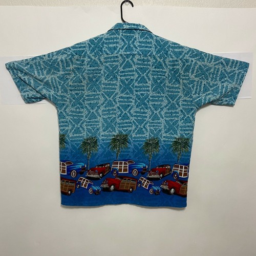 Ocean Current Hawaiian Camp Pocket Shirt Vintage Cars Short Sleeve Blue Size XL - Picture 8 of 11