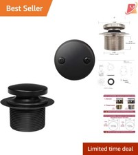 Bath Tub Drain Set Brass Matte Black 1-1/2 inch Tip Toe Overflow Faceplate