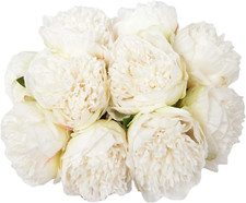 Bouquet of 10 Head Artificial Peony Silk Flower Wedding Decor WHITE