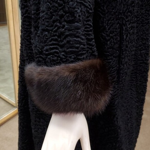 Vintage Perser Lamm Mantel mit Nerz Pelzbesatz - Gr. 10 - Bild 5 von 7