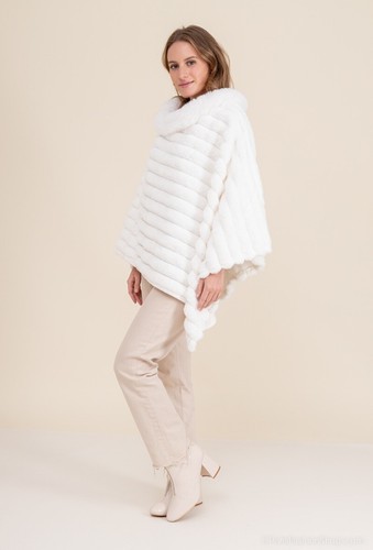 Ladies Coat Poncho Cape Winter Jacket Oversized Poncho Wrap Fur Poncho Plus Size - Picture 11 of 12