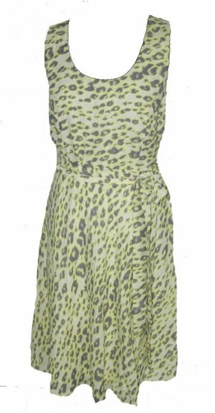 Kleid Sommerkleid TrÄGerkleid Gelb Zitronengelb Grau Weiss Leopard Bpc 42 Neu-image