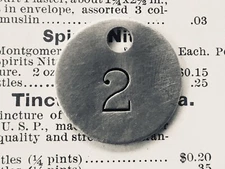 Number 2 Tag Aluminum Metal Tag Numbered Keychain Stamped Token Tag Check
