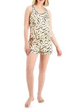 ALFANI Women's 2-Piece Zebra Tank  Shorts Pajama Set Size Small