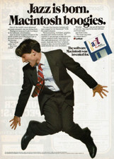 1985 Vintage Print Ad Jazz is born Macintosh boogies from Lotus 3.5 floppy disk