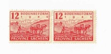 2-er Streifen SBZ Provinz Sachsen 1945 Bodenreform transparentes Papier SELTEN