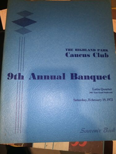The Highland Park Caucus Club 9th Annual Banquet Program Latin Quarter 1972 - Afbeelding 1 van 8