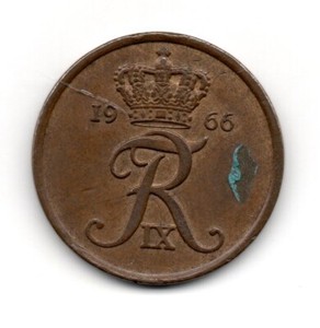 Denmark 1966, Crowned monogram of Margrethe II, 5 ØRE, accept offers
