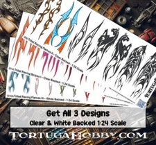Tribal Flames Racing Decals - Waterslide - 1:24 Scale - Decal Sets