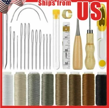 Leather Waxed Thread Stitching Needles Awl Hand Tools Kit for DIY Sewing Craft