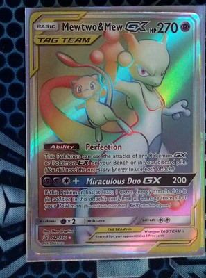 Pokemon Karte - Mewtu & Mew GX 242/236 Tag Team, Rainbow, Holo | NM