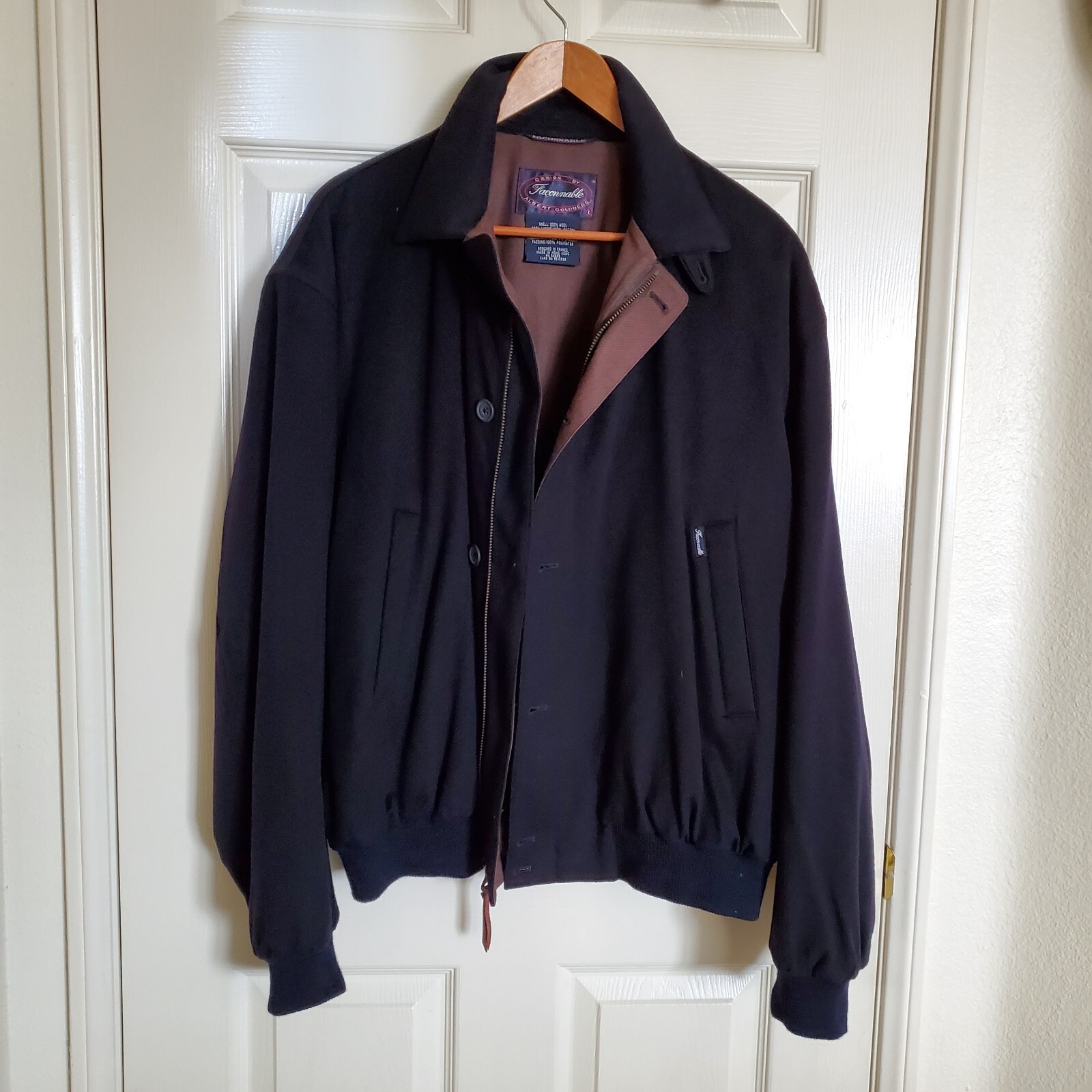 VTG Façonnable France Men's Wool Bomber Jacket Black by Albert