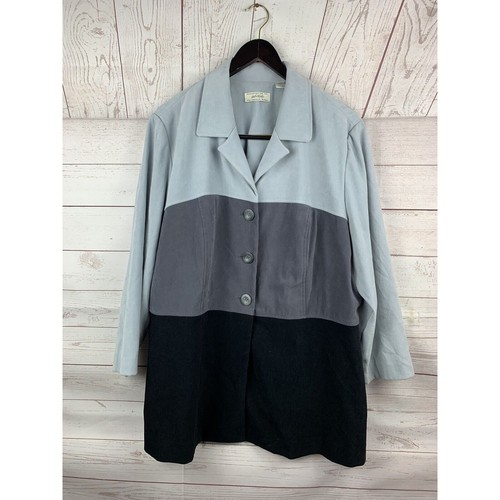 Lord and Taylor jacket Womens plus size 18W Colorblock Black Gray Button front - Picture 1 of 5