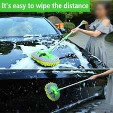 Car Wash Brush Extendable Pole Revolving Care Washing Brush Sponge Cleaning Tool